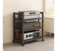 HiFi Ste Rack, soporte ajustable o de vídeo con ruedas, estructura estable para tocadiscos, amplificadores y cine en casa, negro, 80 x 40 x 90 cm - Sto Solut multinivel