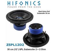 Hifonics ZSPL12D2 12" 30Cm Subwoofer Bass SPL Altavoz 3000W 2X2Ohm