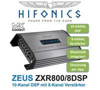 HiFonics ZXR800/8DSP - 10 canales DSP con amplificador Hifi de 8 canales, Bluetooth 5.0, conector MX-Connect®, compatible con cables adaptador Plug & Play para muchos tipos de vehículos
