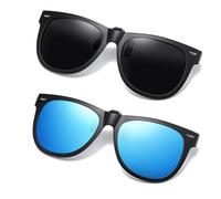 Hifot 2 Piezas Clip Gafas de Sol Polarizadas, Flip Up Clip Solar Gafas Anteojos Recetados para Al Aire Libre Conducción Pescar