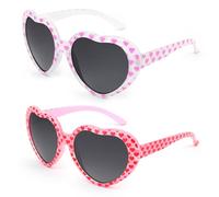 Hifot 2 Piezas Corazón Gafas Sol Niña, Protección UV400 Gafas de Sol Niña 3 Años a 10 Años, con Forma de Corazón, Ideal para Vacaciones Playa Verano Excursión Disfraz Fiestas de Cumpleaños Bodas