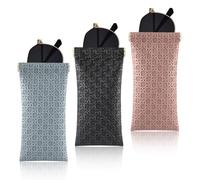 Hifot 3 Estuches de Cuero Suave para Gafas, Portátil Funda Gafas de Sol de Squeeze Top, Blanda Fundas para Gafas Estuche Gafas de Sol Negro, Azul y Caqui