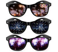 Hifot 3 Piezas Gafas de Difracción, Gafas Fiesta con Efecto Arcoiris de Corazón y Estrella, Gafas de Refracción de Luz, Gafas Rave para Mujer y Hombre, Accesorios Fiesta de Noche Club Conciertos Edm