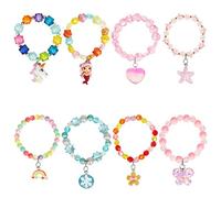 Hifot Amistad Pulseras niña 8 Piezas, Unicornio Sirena Arco iris Mariposa Princesa abalorios Pulseras Niños joyas set, Artículos de fiesta cumpleaños regalo