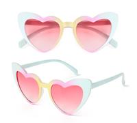 Hifot Corazón Gafas Sol Niña, Protección UV400 Gafas de Sol Niña 3 Años a 8 Años, con Forma de Corazón Retro, Ideal para Vacaciones Playa Verano Excursión Disfraz Fiestas de Cumpleaños
