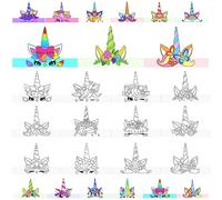 Hifot Coronas de Unicornio Mascara Animales para Colorear, DIY Manualidades Pintar Animales Mascaras Cumpleaños Infantil Cosplay Fiestas Caretas para Pintar (12 Piezas)
