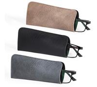 Hifot Funda Gafas 3 Piezas, PU Cuero Suaves Estuche Gafas Lectura Almacenaje, Caso Bolsa Gafas para Hombre Mujer