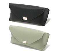 Hifot funda gafas cuero 2 piezas, PU cuero suaves viaje Estuche para Gafas de caso bolsa mujer hombre niño