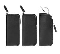 Hifot Funda Gafas Cuero 3 Piezas, Portátil Funda De Gafas Suave Con Cremallera, Pu Lectura Estuche Para Gafas