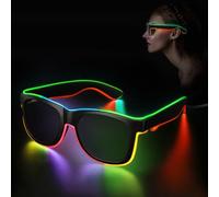 Hifot Gafas LED Fiesta con Cable EL, Gafas Luminosas para Fiestas Neón de 4 Modos y Multicolor, Accesorios Divertidas para Festival Rave DJ Disco Dailes Conciertos EDM Bar Club Navidad