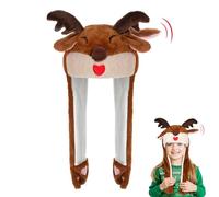 Hifot Gorros Navidad Divertidos, Peluche Gorro Orejas Que Se Mueven, Navidad Gorro con Orejas Que Se Mueven, Gorro Stitch Mueve Orejas, Gorro Navidad Adulto Niño para Fiesta Navidad Disfraz Navidad