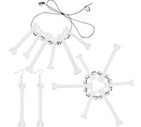 Hifot Kit Collar Huesos Disfraz Cavernicola Mujer Niña, Huesos Conjunto Collar y Pendiente y Pulsera Disfraz Troglodita Caníbal Primitivo Cosplay Accesorios para Halloween Carnaval Fiestas