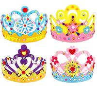 Hifot Kit Manualidades niños DIY Corona 4 Piezas, Princesa Tiara Artesanía Artículos para Fiestas Infantiles, cumpleaños Fiestas Accesorios