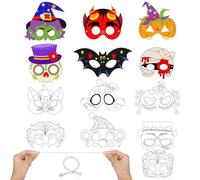 Hifot Mascara Halloween para Colorear, DIY Mascara Kit Manualidades Halloween Mascaras Niños Cumpleaños Infantil Cosplay Fiestas Caretas para Pintar 12 Piezas Esqueletos Arañas Fantasmas Murciélagos