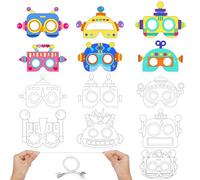 Hifot Mascara Robot para Colorear, DIY Mascara Kit Manualidades Robot Mascaras Niños Cumpleaños Infantil Cosplay Fiestas Caretas para Pintar 12 Piezas