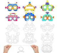 Hifot Mascara Robot para Colorear, DIY Mascara Kit Manualidades Robot Mascaras Niños Cumpleaños Infantil Cosplay Fiestas Caretas para Pintar 12 Piezas
