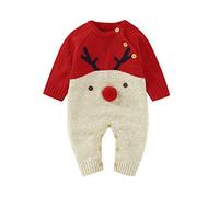 Hifot Niño Disfraz de Navidad Ropa,Tejer Disfraz Papa Noel Bebe Niño Recién Nacido Mono Bebe niñas y niños Mi Primera Navidad