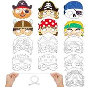 Hifot Piratas DIY Mascara para Colorear, DIY Mascara Manualidades Pintar Piratas Mascaras Cumpleaños Infantil Cosplay Fiestas Caretas para Pintar (12 Piezas)