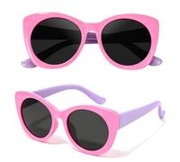 Hifot Polarizadas Gafas de Sol Niña 3 Años a 8 Años, Montura de Ojo de Gato Flexible de Goma Gafas Sol Niña Niño Infantiles, 100% Protección UV400 Polarizada Lentes, para Verano Playa Salidas Exterior