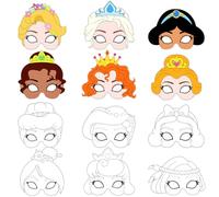 Hifot Princesas DIY Mascara para Colorear, DIY Mascara Manualidades Pintar Princesas Mascaras Cumpleaños Infantil Cosplay Fiestas Caretas para Pintar (12 Piezas)