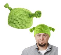 Hifot Sombrero de Punto Invierno Gorro verde con orejas, Ogro Verde Mujer Hombre Halloween Accesorios Pelo Mujer para Fiesta Cosplay Carnaval Disfraz