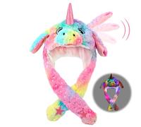 Hifot Sombrero de Unicornio con Gorro Orejas Que se Mueven LED Sombrero de Animal Gorros Unicornio Mueve Orejas Gorros Navidad Maquillaje para Mujeres