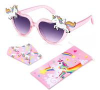 Hifot Unicornio Gafas Sol Niña, Protección UV400 Gafas de Sol Niña 3 Años a 10 Años, con Funda Blanda Unicornio Paños, Ideal para Vacaciones Playa Verano Excursión Disfraz Fiestas de Cumpleaños Bodas
