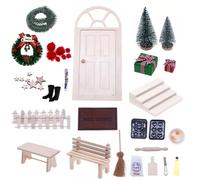 Hifrom Juego de Accesorios para Puerta de Amigo Invisible, Duendes en Miniatura de Navidad, Cercas, Coronas, Buzones en Miniatura, Puerta de Hadas para Regalos (B)
