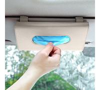 hifrom Soporte para Pañuelos de Coche, 1PC Caja de Pañuelos de Cuero de PU, Colgando Sostenedor del Tejido del Coche para Visera y Asiento Respaldo, Beige