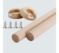 HIFRQVVC Barra para Armario, Barra de Armario de Madera con Tapas y Tornillos de 50-150 cm(D2.5cm/0.98in,L 80cm/31.4In)