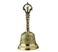 HIFRQVVC Campana de cobre, instrumento taoísta, campana de cobre accionada a mano, suministros de Feng Shui Vajra, campana de cobre, adornos for templos budistas(Yellow,19cm)