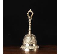 HIFRQVVC Campana de latón con manivela Campana de cobre Campana taoísta Campana Jingang Adornos de baratija Campana de cobre Taoísta(Silver,7cm)
