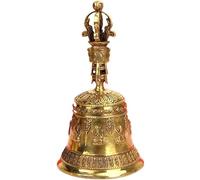 HIFRQVVC Campanas taoístas Campana de bronce Campana de bronce Campana de Buda Ocho diagramas Campana que sostiene la campana Campana que suena con la mano(Yellow)