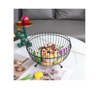 HIFRQVVC Cesta de frutas de hierro, Cesta metálica de alambre for frutas y verduras, negra dorada, 24 x 13 cm(Nero)