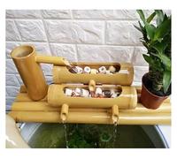HIFRQVVC Fuente de bambú para estanque de jardín, fuente de agua y bomba de bambú hecha a mano, decoración de jardín, fuente de agua de jardín zen, decoración de jardín japonés, 40 cm
