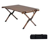 HIFRQVVC Mesas y sillas de Camping, Mesa de Camping Plegable portátil, Varios tamaños Multicolores Madera con Bolsa 220 Libras(Buche Walnuss,90 * 60 * 44cm)
