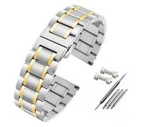 HIFRQVVC Relojes de acero inoxidable Correas de reloj 14 16 18 19 20 21 22 24mm correa de reloj de acero inoxidable correa de Metal plana/curva pulsera accesorios de reloj(Silver Gold,14mm)