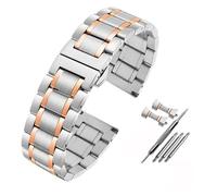 HIFRQVVC Relojes de acero inoxidable Correas de reloj 14 16 18 19 20 21 22 24mm correa de reloj de acero inoxidable correa de Metal plana/curva pulsera accesorios de reloj(Silver Rose Gold,20mm)