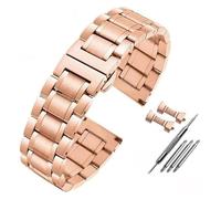 HIFRQVVC Relojes de acero inoxidable Correas de reloj 14 16 18 19 20 21 22 24mm correa de reloj de acero inoxidable correa de Metal plana/curva pulsera accesorios de reloj(Rose Gold,24mm)