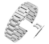 HIFRQVVC Relojes de acero inoxidable Correas de reloj 14 16 18 19 20 21 22 24mm correa de reloj de acero inoxidable correa de Metal plana/curva pulsera accesorios de reloj(Silver,20mm)