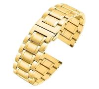HIFRQVVC Relojes de acero inoxidable Correas de reloj 14, 16, 18, 19, 20, 21, 22 y 24mm, correa de reloj de acero inoxidable de calidad, correa de Metal plana/curvada, accesorios for reloj(Gold,19mm)