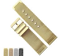 HIFRQVVC Relojes de acero inoxidable Correas de reloj 18mm 20mm 22mm 24mm Correa de muñeca de acero inoxidable Universal hombres mujeres accesorios de correa de reloj de malla(Gold,22mm)