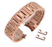 HIFRQVVC Relojes de acero inoxidable Correas de reloj Codo curvo + Cabeza plana Doble propósito 12 13 14 15 16 17 18 19 20 21 22 23 24 mm Correa de reloj de metal(Rose gold,20mm)