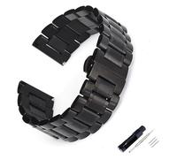 HIFRQVVC Relojes de acero inoxidable Correas de reloj Codo plano Universal de doble propósito 12 14 16 18 19 20 21 22 23 24 mm Banda de cierre de mariposa de doble presión + herramientas(Black,13mm)