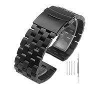 HIFRQVVC Relojes de acero inoxidable Correas de reloj Correa de reloj universal de acero inoxidable Serie de pulseras de metal Correa de reloj cepillada Correa de muñeca de 20/22/mm(Black,20mm)