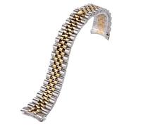 HIFRQVVC Relojes de acero inoxidable Correas de reloj Pulsera de acero inoxidable con extremo curvo, pulsera de reloj de 13 y 20mm, correa de reloj de negocios for hombres y mujeres(Steel gold,20mm)