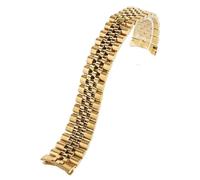 HIFRQVVC Relojes de acero inoxidable Correas de reloj Pulsera de acero inoxidable con extremo curvo, pulsera de reloj de 13 y 20mm, correa de reloj de negocios for hombres y mujeres(Gold,13mm)