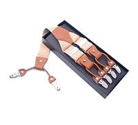 HIFRQVVC Tirantes para hombre, Tirantes de moda for hombre con 6 clips, elásticos ajustables en forma de Y, tirantes for pantalones, cinturones for bodas, fiestas, regalos for maridos y padres(Beige)