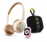 HIFUTURE PACK5 DE Vuelta AL Cole: HI-PACK5/26 Auriculares inalámbricos Bluetooth HiFuture Turbo Latte + Reloj Inteligente LUME Pro Pink + Altavoz Bluetooth Lino S