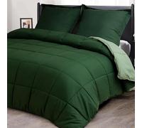 HIG Edredón de 240x220 cm y 2 Fundas de Almohada de 80x80 cm, con Certificado Öko-Tex, edredón Verde con Forma de Caja, 1500 g, Alternativa de plumón (250 g/m